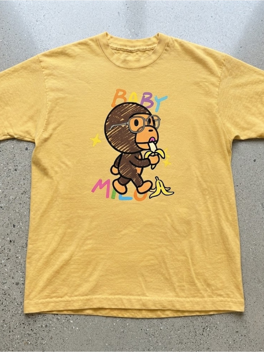 Cute Monkey Eating Banana Graphic T-Shirt Unisex Yellow Gildan Tee